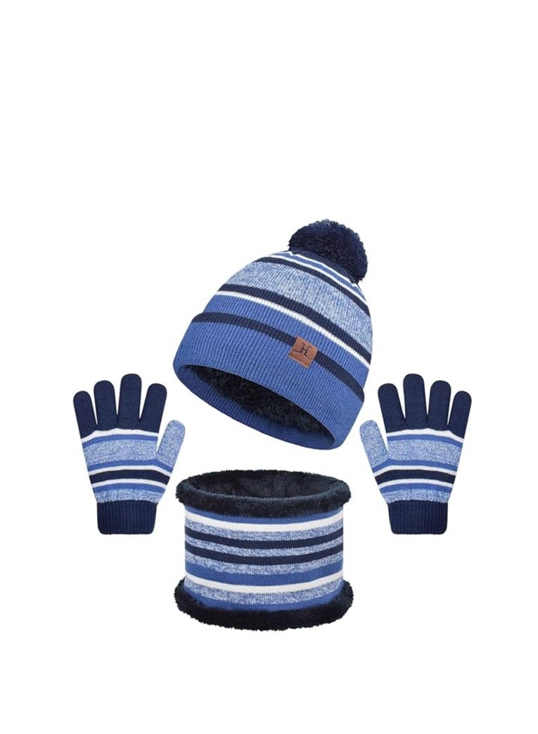 KASTWAVE Kids Warm Beanie Hat Scarf Gloves Set 3 in 1 Thermal Knit Hat Scarf Gloves Set Winter Accessories Sets Snood Scarf Gloves Set with Double Layer Fleece Lining Boys Girls - Image 3
