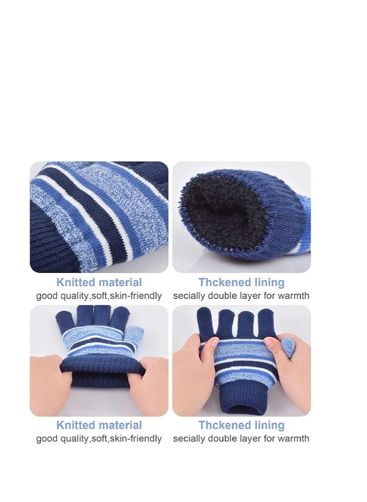 KASTWAVE Kids Warm Beanie Hat Scarf Gloves Set 3 in 1 Thermal Knit Hat Scarf Gloves Set Winter Accessories Sets Snood Scarf Gloves Set with Double Layer Fleece Lining Boys Girls - Image 4