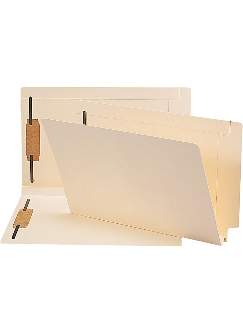 Smead Smead Extra Capacity End Tab Fastener File Folder, Shelf-Master® Reinforced Straight-Cut Tab, 2 Fasteners, 1-1/2" Expansion, Legal Size, Manila, 50 per Box (37276) 