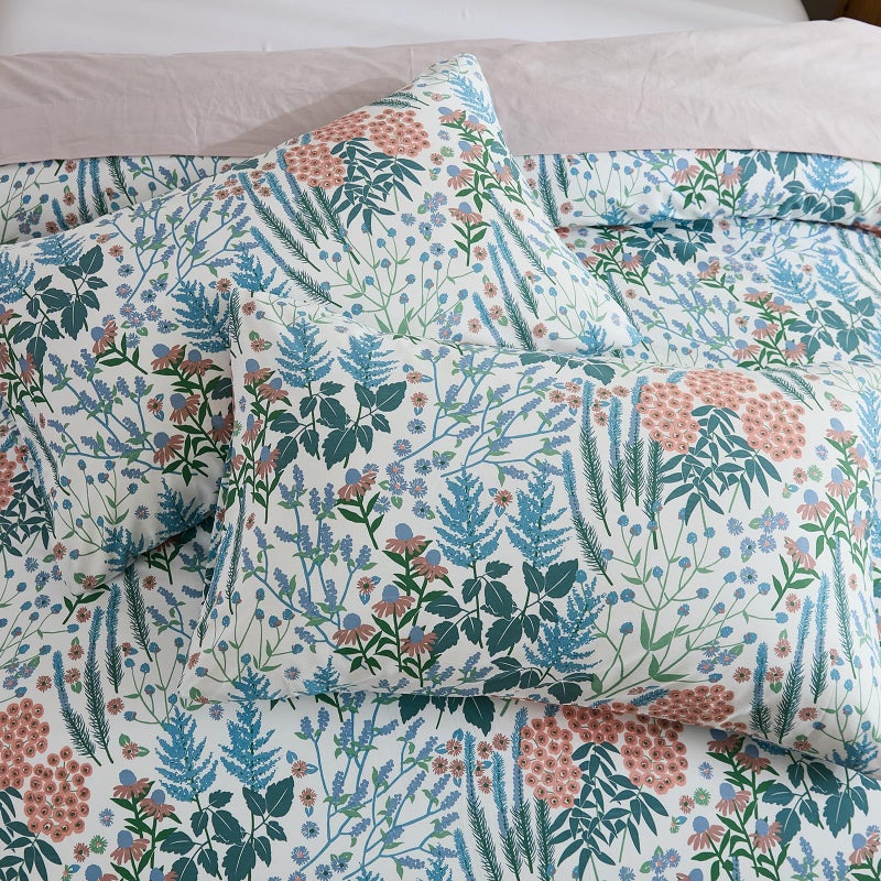 Cozaline Cozeline 100% Cotton Duvet Cover Queen Size, Blue and Red Floral Bedding Set with Zipper Closure, 3 Pcs Breathable and Soft Botanical Duvet Cover for All Season - Image 5