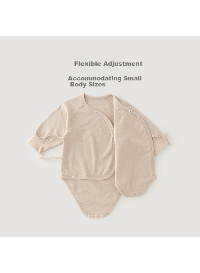 Guaiqixiong Newborn Baby Pure Cotton Onesie Bodysuit, Spring And Autumn Long-sleeve Monk Robe, Infant Triangle Romper