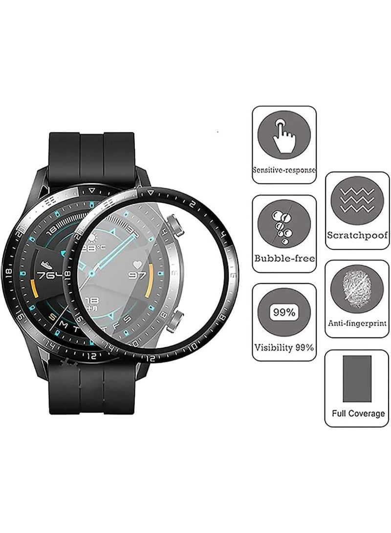 Screen Protector For Huawei Watch GT2 46mm/ GT2 PRO/Magic watch 2 46mm, 3D Curved Soft Edge Protective Film [Anti-Scratch] [Bubble Free] [Shatterproof] [High Sensitive] (Not Glass) - Image 5