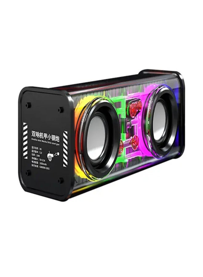 V8 Bluetooth Speaker Transparent RGB Dazzle Lights Speaker Dual Sound Mecha Small Steel Cannon Support TWS Serial TF Card - Image 1