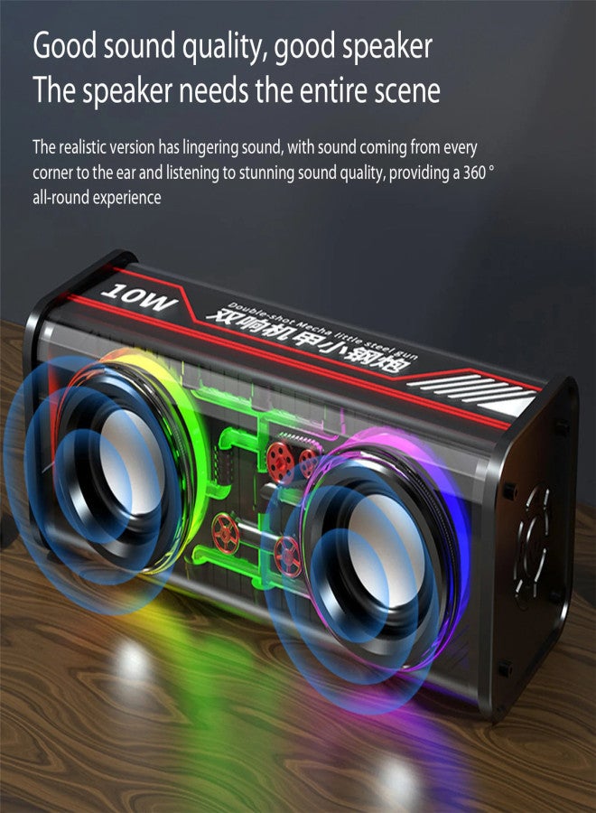 V8 Bluetooth Speaker Transparent RGB Dazzle Lights Speaker Dual Sound Mecha Small Steel Cannon Support TWS Serial TF Card - Image 5