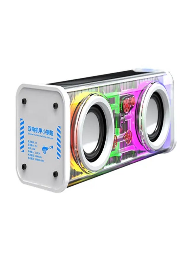 V8 Bluetooth Speaker Transparent RGB Dazzle Lights Speaker Dual Sound Mecha Small Steel Cannon Support TWS Serial TF Card - Image 2