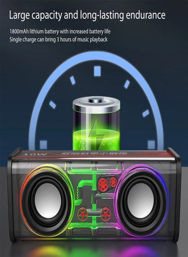 V8 Bluetooth Speaker Transparent RGB Dazzle Lights Speaker Dual Sound Mecha Small Steel Cannon Support TWS Serial TF Card - Image 4