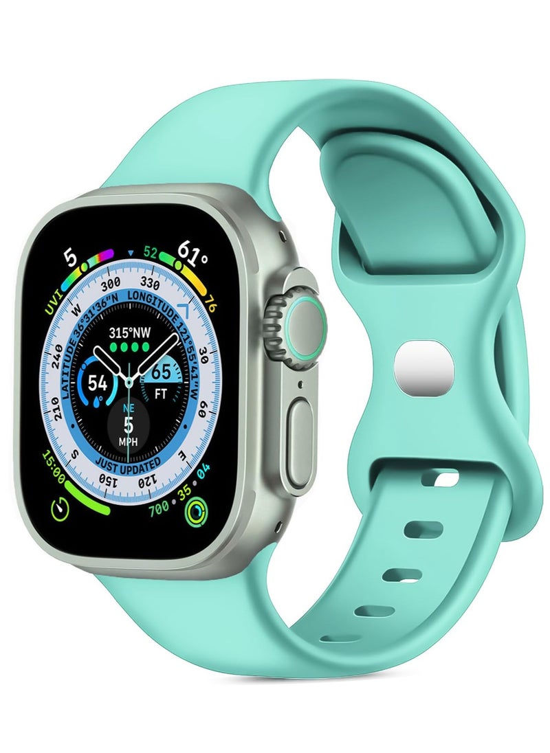 Generic - Band with Case For Apple Watch Ultra/Ultra 2 49mm,Adjustable Silicone Sport Wristband Replacement, Strap With Cover Built-in Glass Screen Protector for iWatch Ultra 49 mm (Turqoise) - Image 1