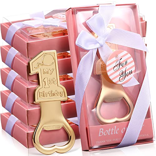 Chengu 30 Pack My 1st Birthday Party Favor Supplies Present for Guest 1 Bottle Opener First Anniversary Decoration Souvenirs Souvenir Return Gift for Boy or Girl (Pink) - Image 1