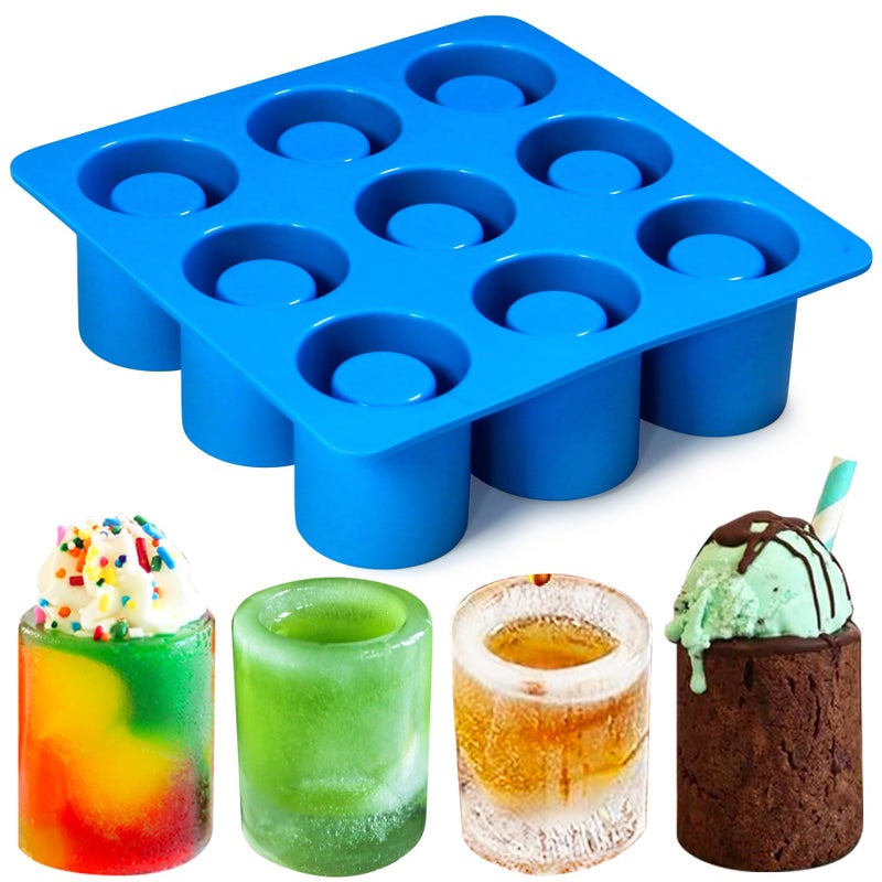 Sidosir Shot Glass Candy Mold Silicone 9Cavity Round Silicone Molds for Fat Bombs Chocolate Shot Glass Ice Molds for Freezer