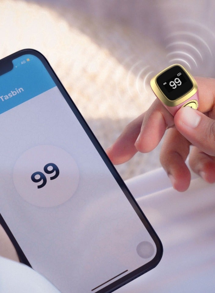 iQIBLA Smart Tasbih Zikr Ring OLED Display Powerful Battery Backup Smart Ring App Operated Tasbih Counter Prayer Reminder Technology Plastic 5 Prayer Time Reminders iQibla Smart Zikr Ring 20MM Pink - Image 3