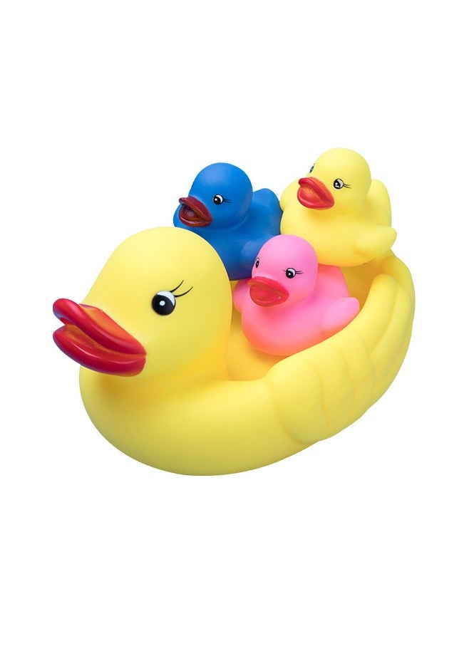 دايتويز ألعاب البط للحمام، 4 قطع من المطاط العائلي، لعبة الطفو والصرير للأطفال الصغار في مرحلة ما قبل المدرسة، لعبة حوض الاستحمام - Image 1