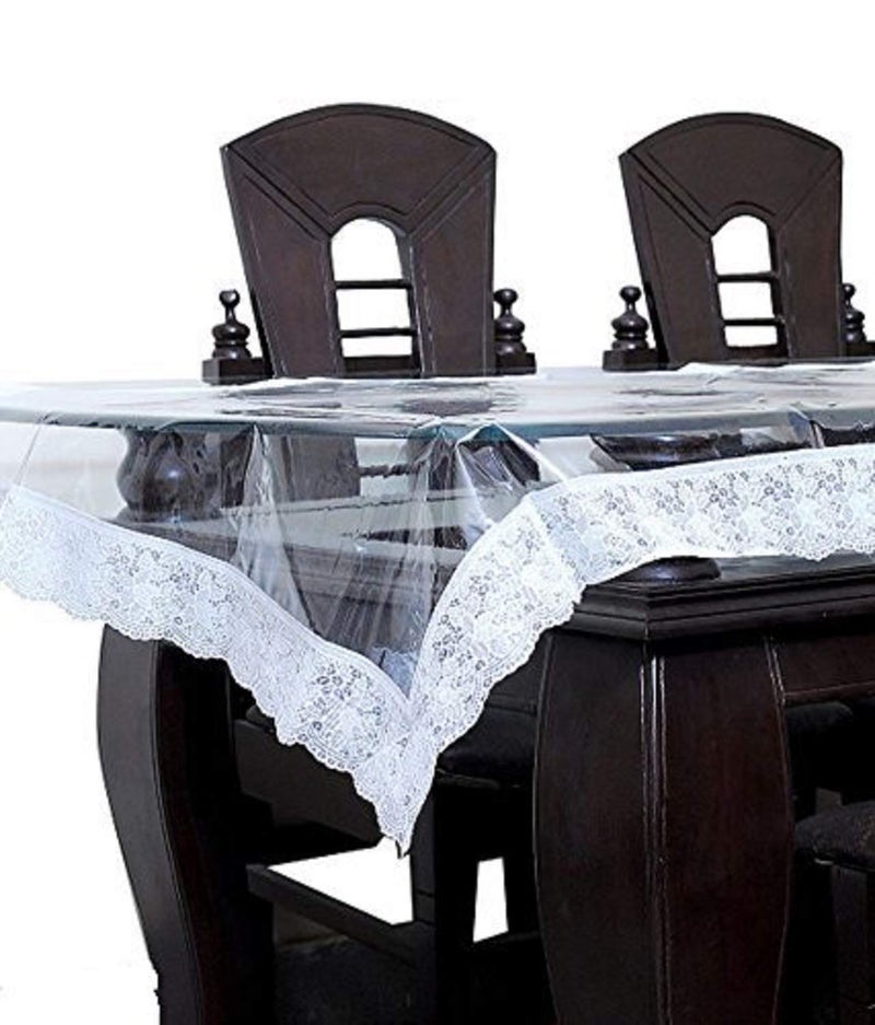 Round Table Cover PVC Tablecloth for 67 Seater Dining Table White Lace Pattern Round  - Image 2