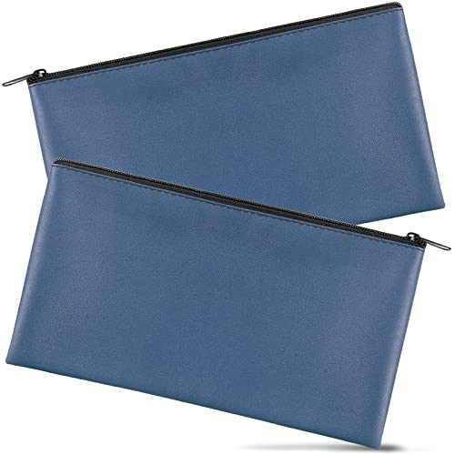 Joyberg 2 Pieces Money Bags with Zipper, 11x6.1 inch Money Pouch, Bank Bag, Cash Bag, Check Wallet, Cosmetics(navy) - Image 1