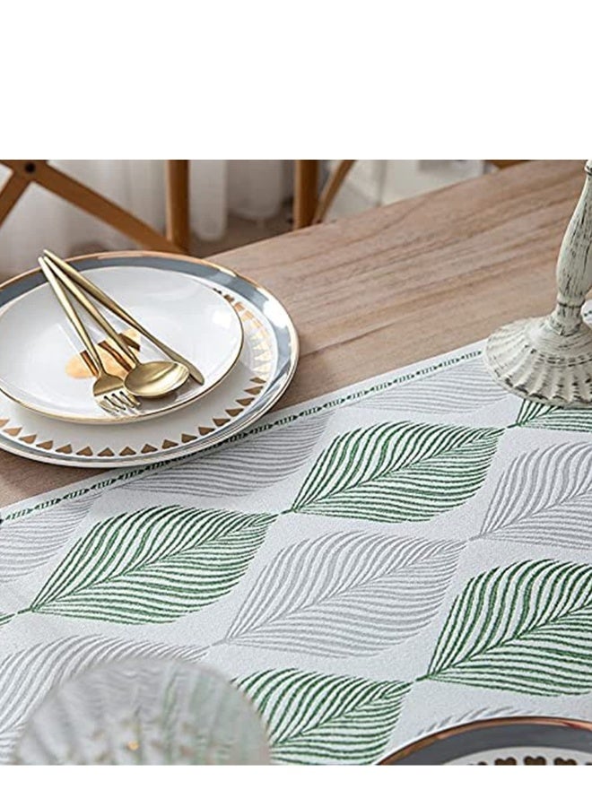 Cotton Linen Table Runner Spring Runners Farmhouse Green Leaves Macrame Coffee Runner with Handmade Tassels for Restaurant Hotel Cafe Home Kitchen Dining Holiday Wedding Party - Image 4
