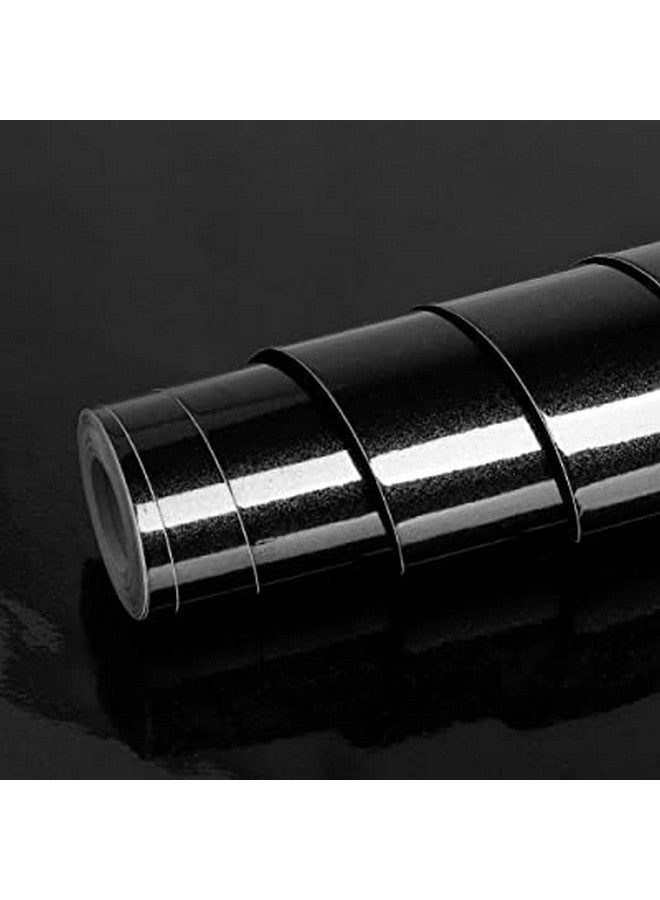 ويسدم ديكور أسود لامع للخزائن وأسطح المطبخ وأرفف المطبخ وبطانة طبقة لاصقة ذاتية التقشير واللصق وخلفية مقاومة للماء وقابلة للإزالة (12 × 48/2 قطعة ورق حائط أسود لامع) - Image 1