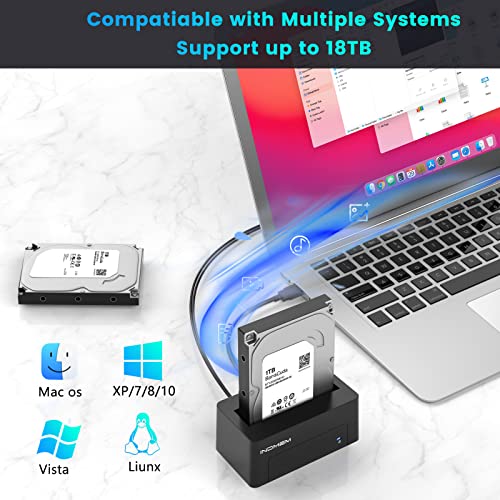 INDMEM SAS to USB 3.0 Adapter, SAS/SATA Hard Drive Enclosure Reader Converter Docking Station for 2.5/3.5 inch Server HDD SSD with 12V/2A Power Adapter,Support up to 18TB(New Upgrade) - Image 4