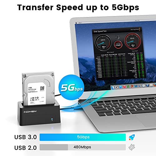 INDMEM SAS to USB 3.0 Adapter, SAS/SATA Hard Drive Enclosure Reader Converter Docking Station for 2.5/3.5 inch Server HDD SSD with 12V/2A Power Adapter,Support up to 18TB(New Upgrade) - Image 2