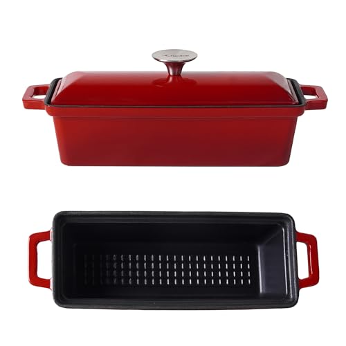 Crucible Cookware Enameled Cast Iron Bread Pan with Lid - Red - Oven Safe Form for Baking and Cooking - Loaf Pan - Image 1