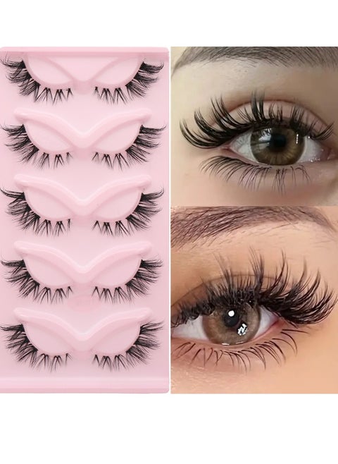 Reusable Long Lasting Natural False Eyelashes Ladies Party False Eyelashes 3D Curl (5 Pairs)