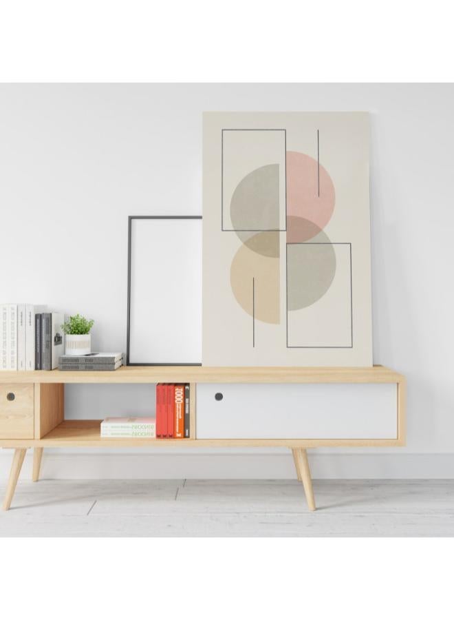 Home Gallery Geometric Abstract Print Muted Colors poster with half shapes on Canvas - Image 2