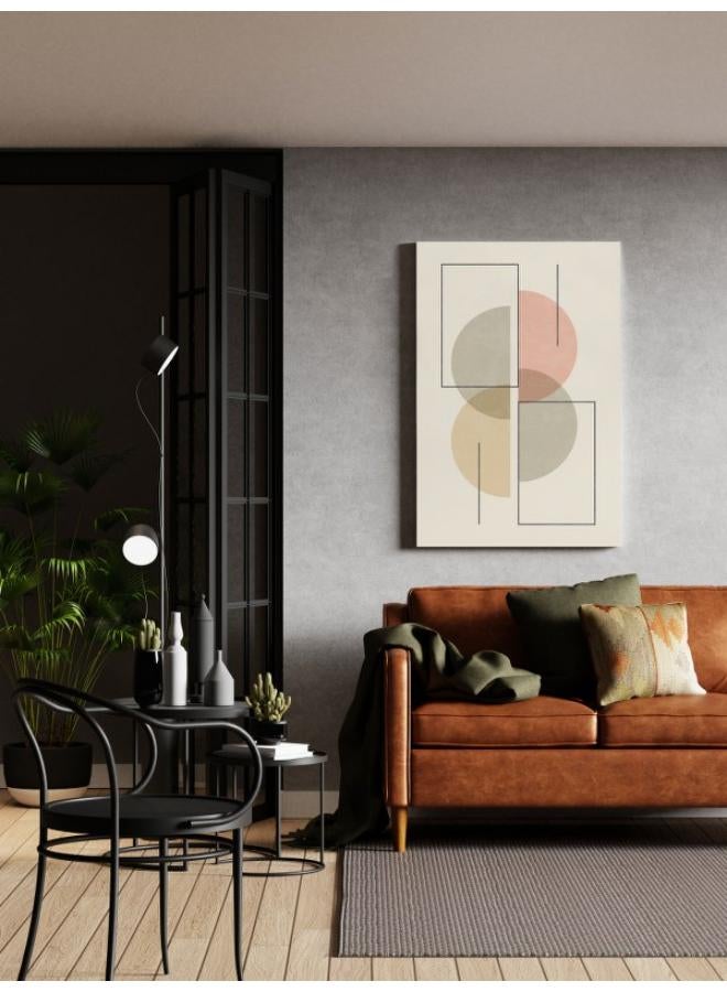 Home Gallery Geometric Abstract Print Muted Colors poster with half shapes on Canvas - Image 3