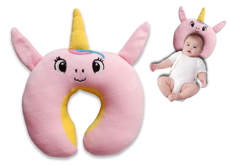 Synlark® U-Shape Unicorn Design New Born Baby Head Shaping/Neck Support Sleeping Pillow (0-6 Months) (Pink) - Image 1