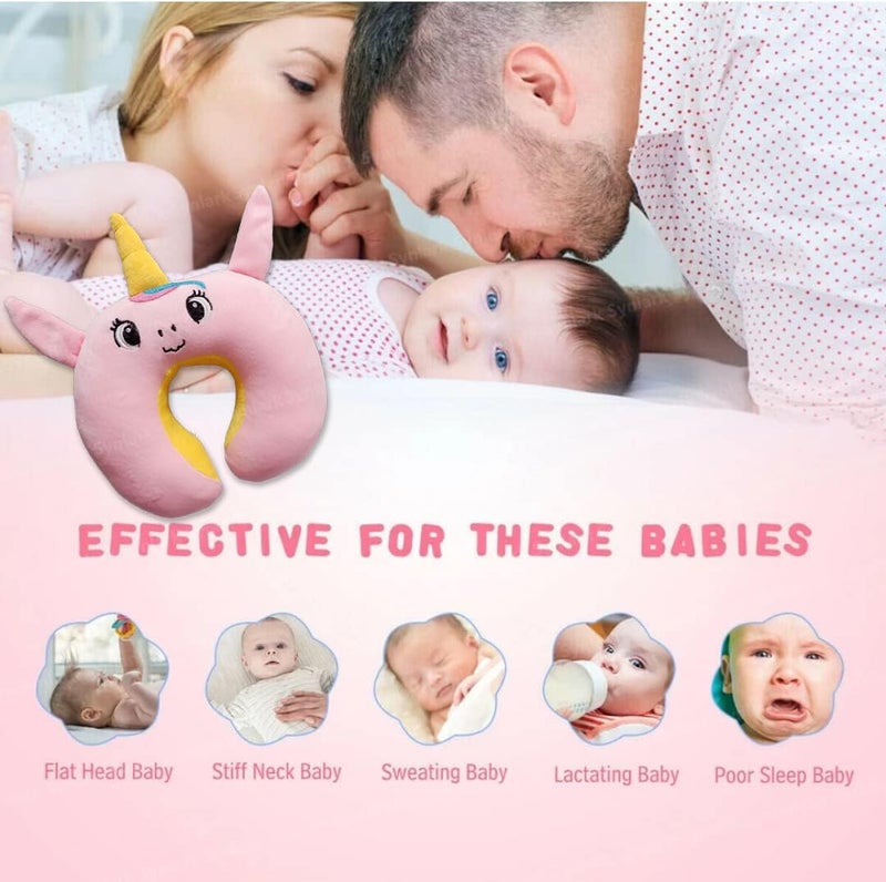 Synlark® U-Shape Unicorn Design New Born Baby Head Shaping/Neck Support Sleeping Pillow (0-6 Months) (Pink) - Image 3