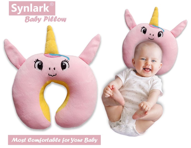 Synlark® U-Shape Unicorn Design New Born Baby Head Shaping/Neck Support Sleeping Pillow (0-6 Months) (Pink) - Image 5