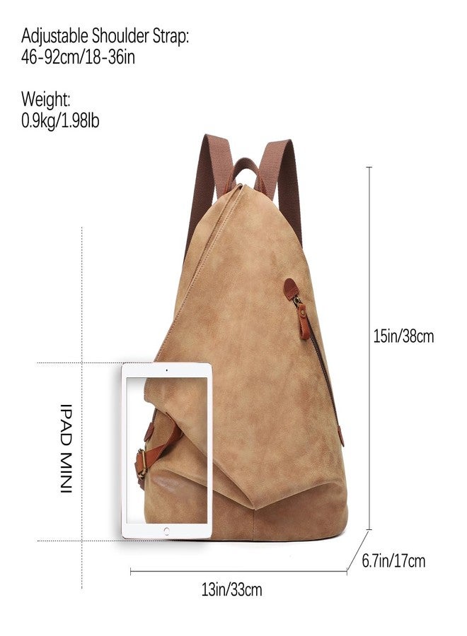 KL928 PU Leather Vintage Backpack - Large Casual Daypack Outdoor Travel Rucksack Hiking Backpacks for Men Women - Image 2