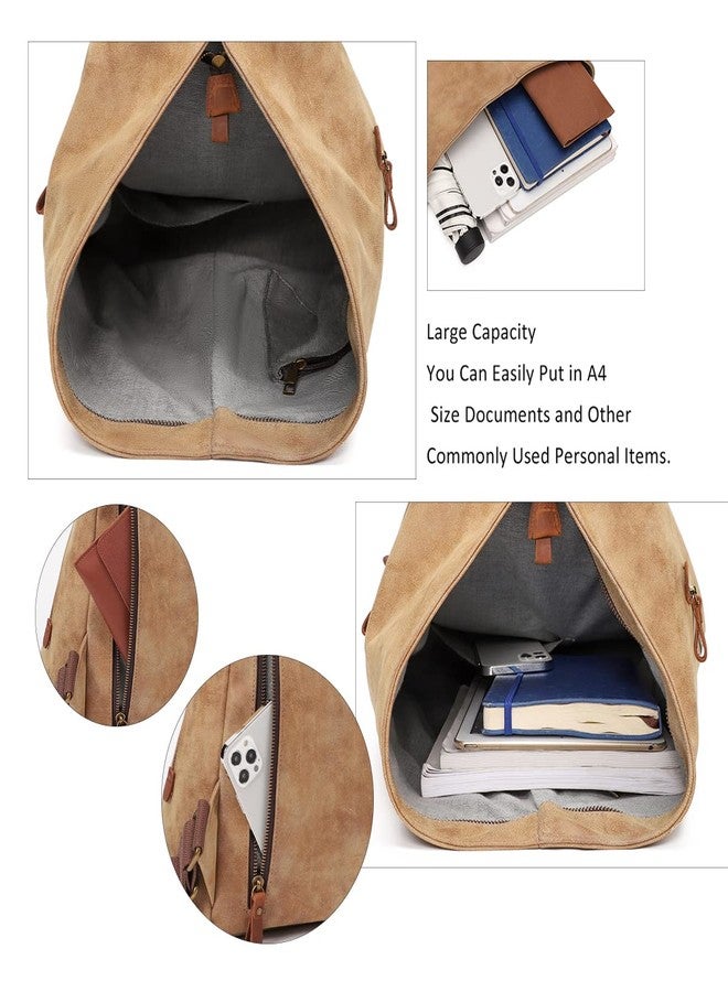 KL928 PU Leather Vintage Backpack - Large Casual Daypack Outdoor Travel Rucksack Hiking Backpacks for Men Women - Image 4