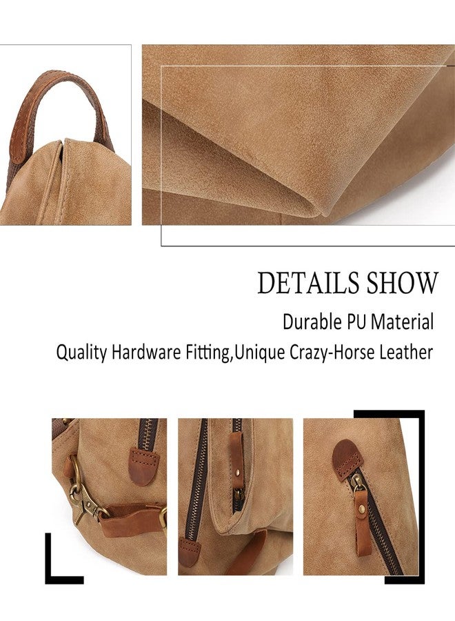 KL928 PU Leather Vintage Backpack - Large Casual Daypack Outdoor Travel Rucksack Hiking Backpacks for Men Women - Image 3