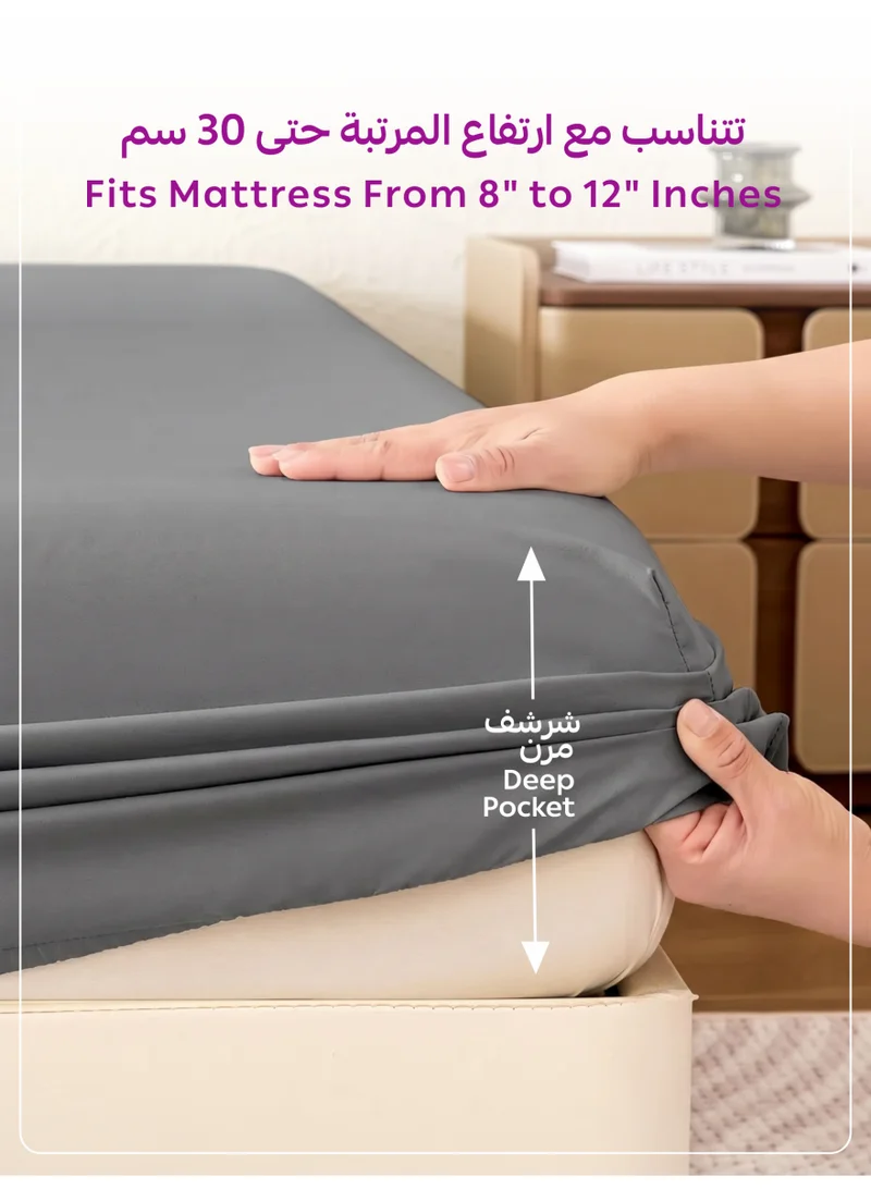 Donetella Wet Weather 1 Pcs Twin Fitted Sheet 120x200 cm | OEKO-TEX Certified Brushed Microfiber Deep Pocket Sheet with All Around Elastic | Ultra Soft, Wrinkle Resistant, Easy Care, Safe for Sensitive Skin  | Best Price UAE