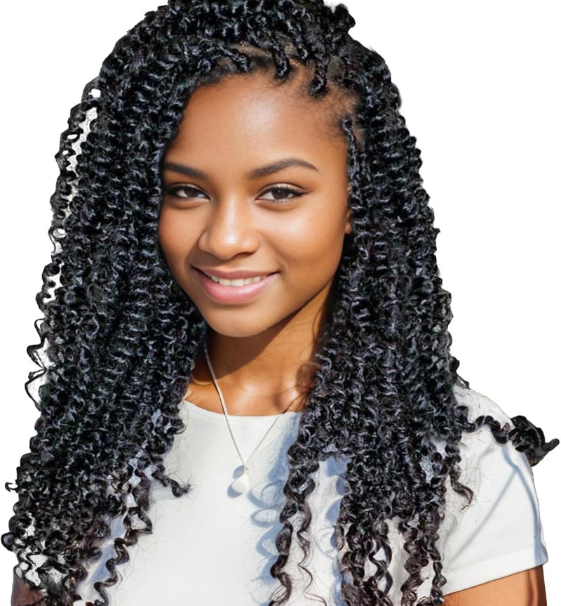 Dorsanee Passion Twist Hair 12 Inch 7 Packs Water Wave Crochet Hair Long Bohemian Curly Braiding Hair for Butterfly Locs, Faux Locs, Boho Style Spring Twist Crochet Braids (1B#) - Image 1