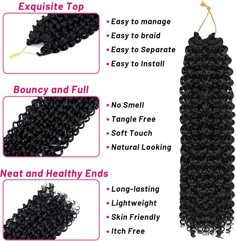 Dorsanee Passion Twist Hair 12 Inch 7 Packs Water Wave Crochet Hair Long Bohemian Curly Braiding Hair for Butterfly Locs, Faux Locs, Boho Style Spring Twist Crochet Braids (1B#) - Image 5
