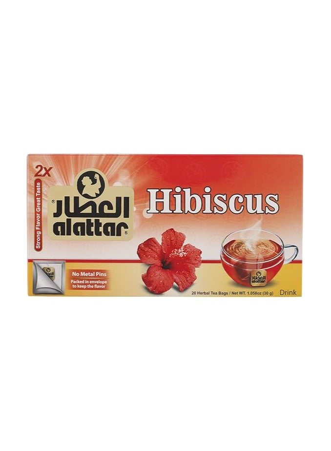 alattar Al Attar Hibiscus Herbs Drink, 20 Bags