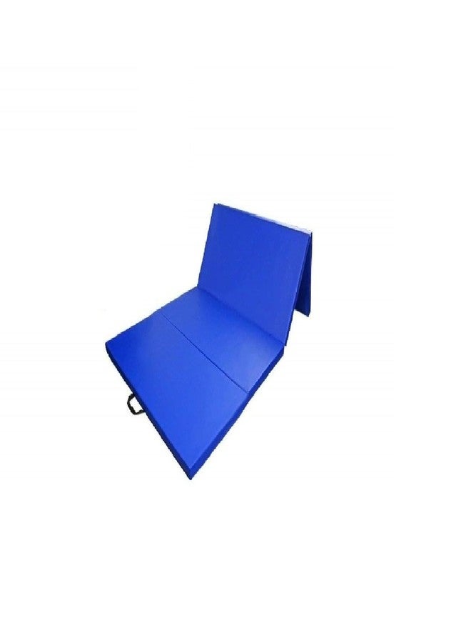 SGF Gymnastics Mats, 4 Fold Exercise Mat Yoga Gym Home Fitness Workout Mat, Thick Foam Soft Matt for Crash Tumble Pilates, Non Slip PU Leather & Carry Handles (12 MM) (BLUE)