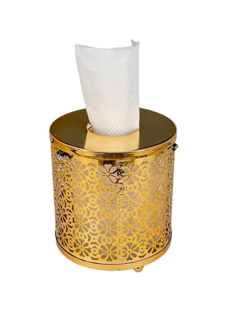 ماركة غير محددة - 3قطع حامل مناديل معدني مزخرف ذهبي طول 12×12سم - Image 1