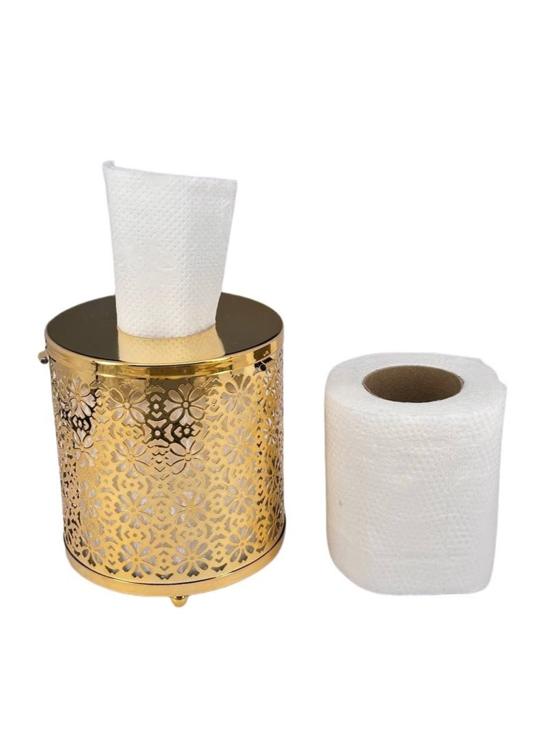 ماركة غير محددة - 3قطع حامل مناديل معدني مزخرف ذهبي طول 12×12سم - Image 1
