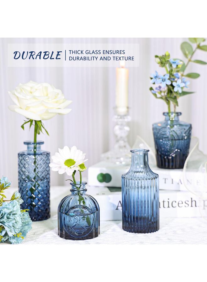 12Pcs Glass Bud Vase Set, Small Blue Flower Vases for Centerpieces in Bulk, Mini Vintage Vase for Wedding, Home,Table Decoration - Image 5
