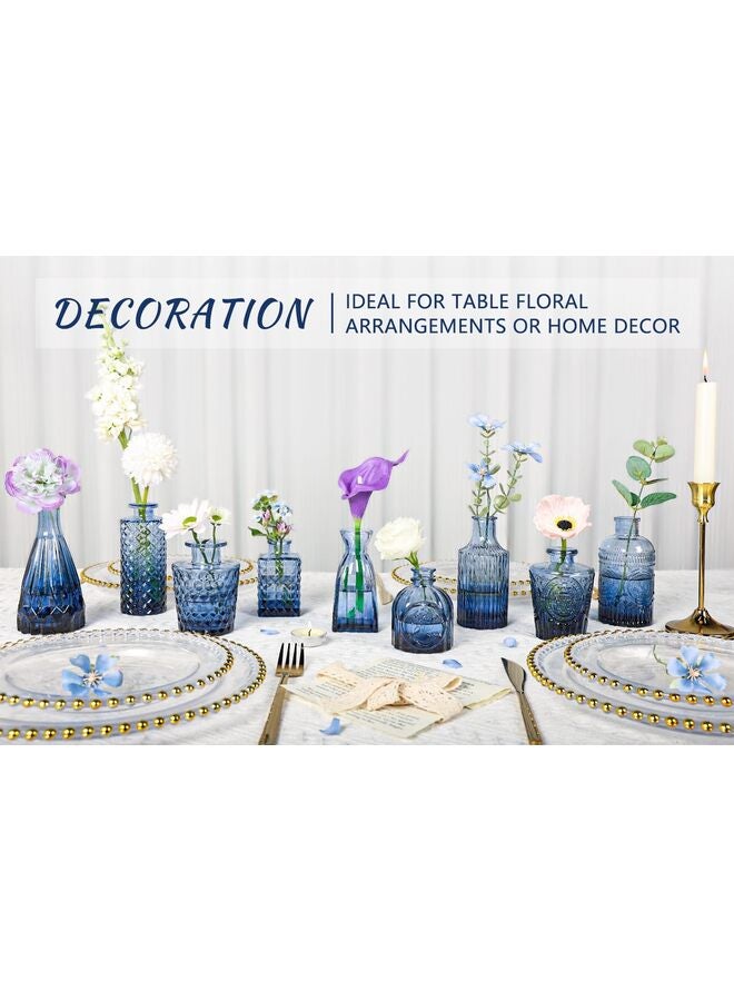12Pcs Glass Bud Vase Set, Small Blue Flower Vases for Centerpieces in Bulk, Mini Vintage Vase for Wedding, Home,Table Decoration - Image 1