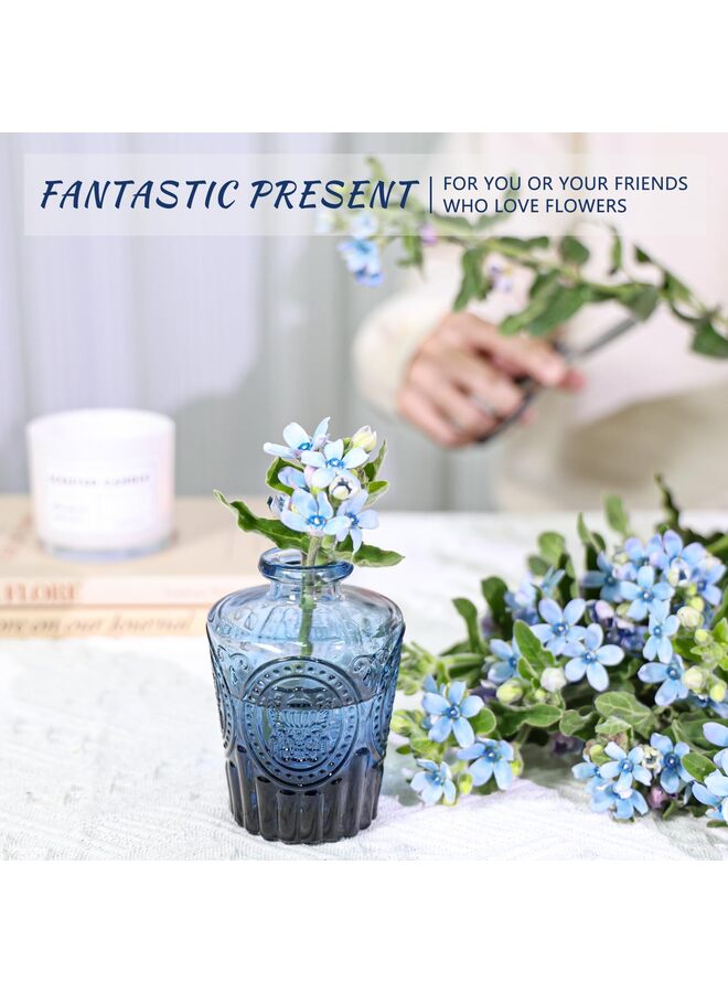 12Pcs Glass Bud Vase Set, Small Blue Flower Vases for Centerpieces in Bulk, Mini Vintage Vase for Wedding, Home,Table Decoration - Image 2