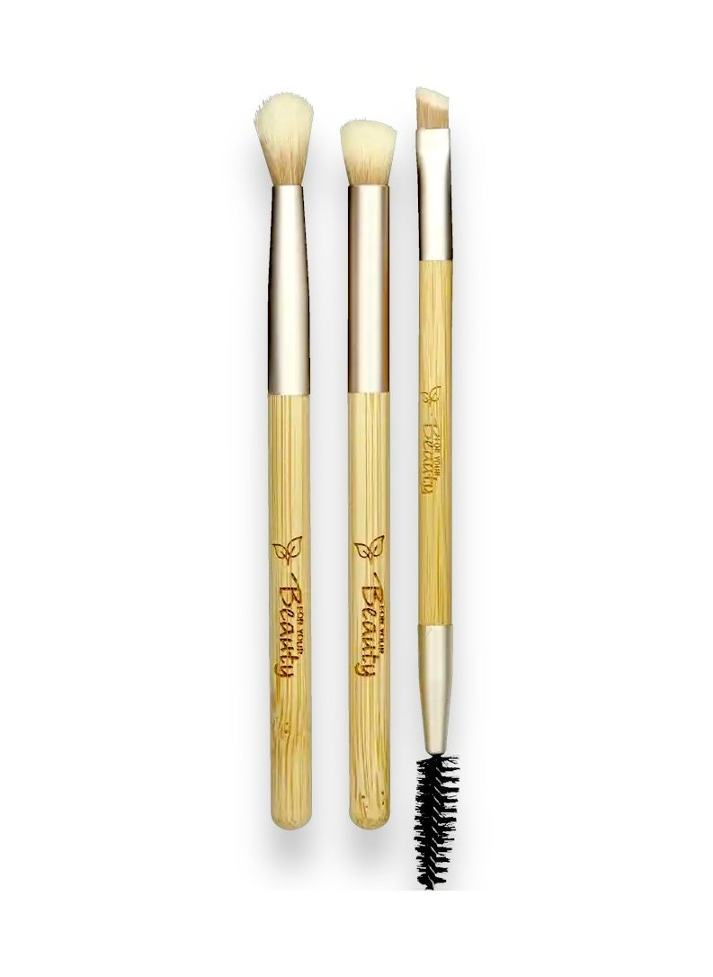 ROSSMANN - German Brand, 3 Pcs Makeup Brushes Set, Brush Series - with 100% Renewable Resources, Face Eye Makeup Brushes, Professional All-round Makeup Tools, made in Germany - Image 1