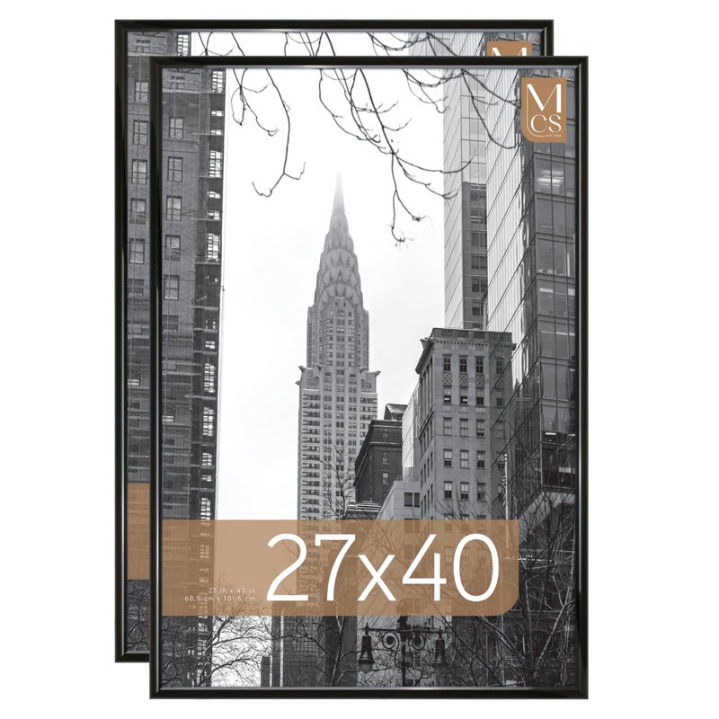 MCS Trendsetter Movie Poster Frame 27x40 Black High-Gloss, Vertical & Horizontal Wall Hanging Large Picture Frame for Photos, Artwork & Custom Posters (2-Pack) - Image 1