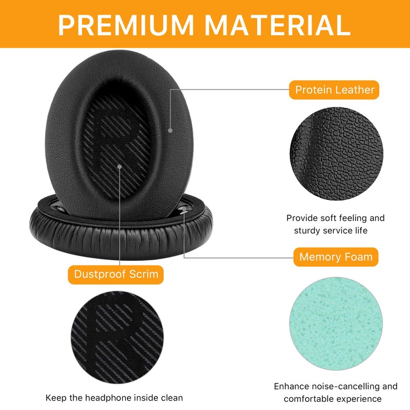 YOCOWOCO Replacement Ear Pads for Bose QuietComfort 35 (QC35) & Quiet Comfort 35 II (QC 35 ii) Headphones, EarPads Cushions with Noise Isolation Memory Foam, Softer Protein Leather, Added Thickness - Image 4