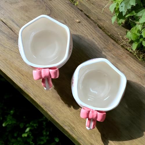 BACKKSPACE RETAIL Coffee Cup | Coffee Mugs Set of 2 Ceramic – 250ml Capacity with Unique Art | Perfect for Coffee Tea Milk | Microwave & Dishwasher Safe | Ideal for Home, Gifting (Pink Bow Handle) - Image 5