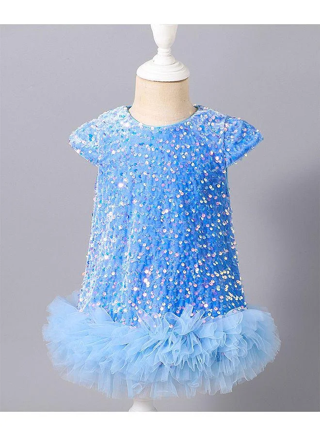Mark & Mia Mark & Mia Sequin Embellished Short Sleeves Dress - Blue
