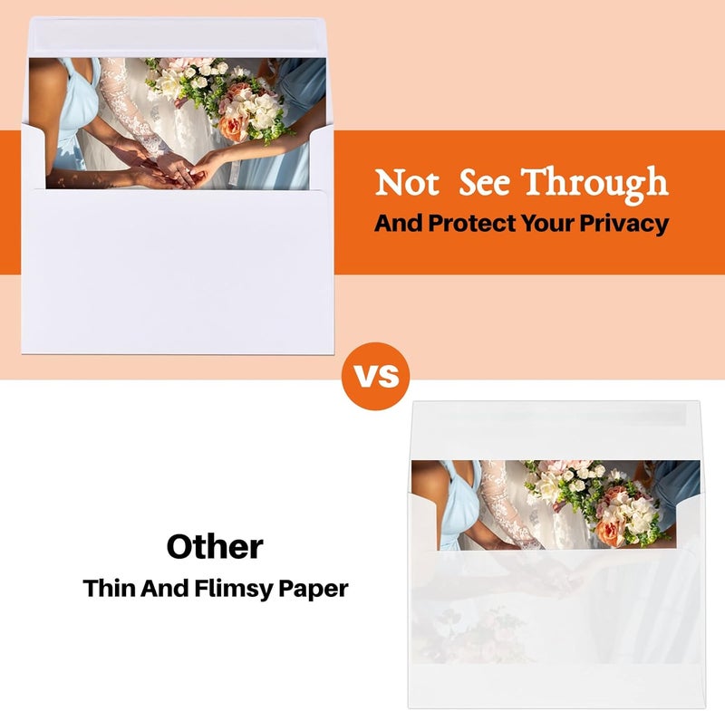 AZAZA A7 Printable White Envelopes 5x7 100 Pack Quick Self Seal,for 5x7 Cards Perfect for Weddings, Invitations, Photos, Graduation, Baby Shower 5.25 x 7.25 inches， - Image 3