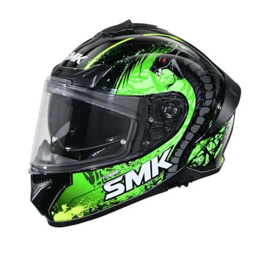 SMK Helmets SMK Reptile ISI ECE & DOT Certified Full Face Dual Visor Helmet for Men and Women with Pinlock Fitted Clear Visor and Inner Sun Visor - Image 1