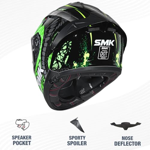SMK Helmets SMK Reptile ISI ECE & DOT Certified Full Face Dual Visor Helmet for Men and Women with Pinlock Fitted Clear Visor and Inner Sun Visor - Image 2