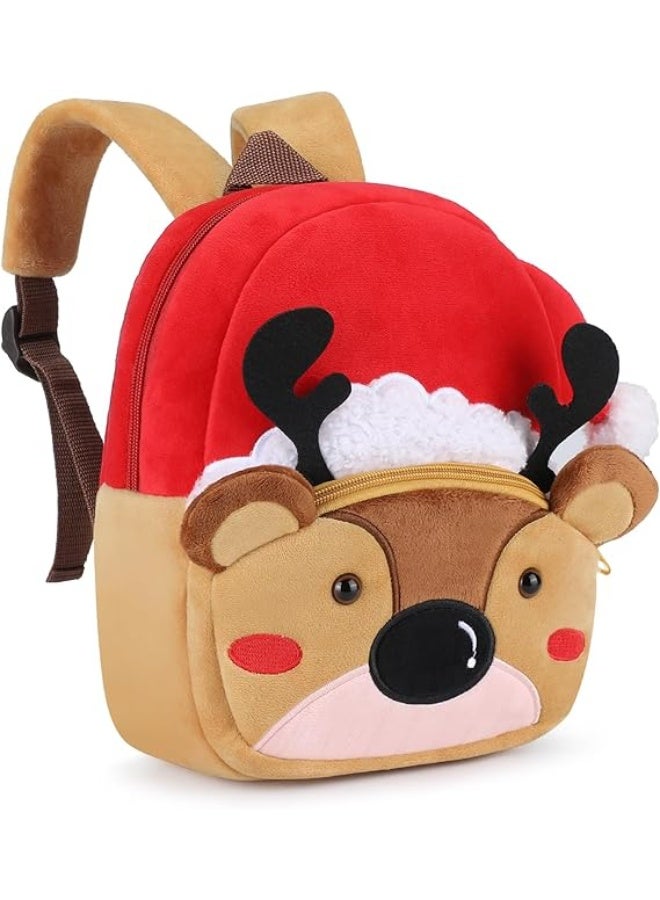 Velvet school bag for children, boys and girls | Cartoon print bag suitable for nursery and kindergarten | Lightweight backpack for toddlers, ideal for nursery, outings and travel, a great birthday gift for children - Image 1
